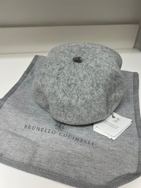 Brunello Cucinelli Light Gray Wool Beret
